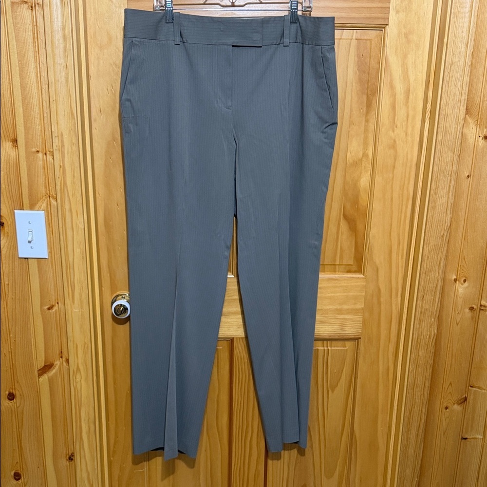 Ann Taylor Women's Gray Dress Trousers with Small Pinstripes. Size 18 Tall.